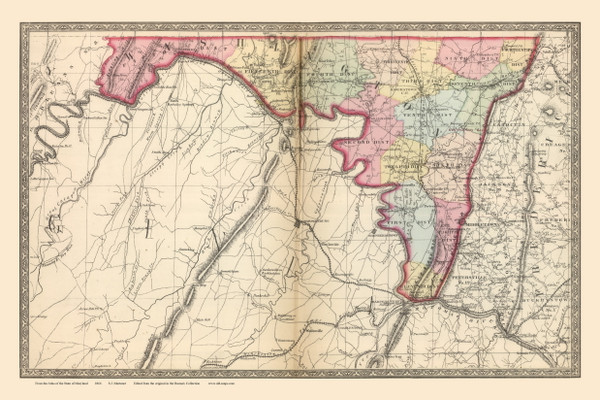 Washington County - 1866 Old Map Reprint - Martenet's Maryland State Atlas 57-58