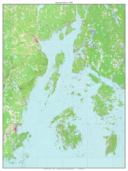 Penobscot Bay 1980 - Custom USGS Old Topo Map - Maine