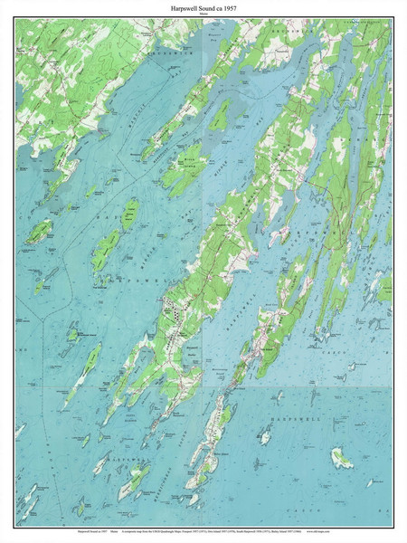 Harpswell Sound 1957 - Custom USGS Old Topo Map - Maine