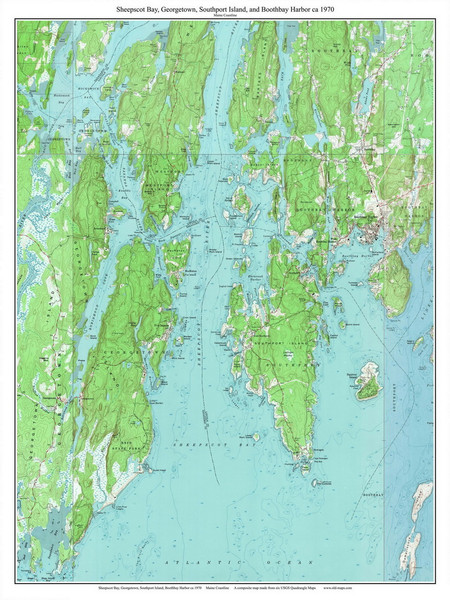 Sheepscot Bay 1970 - Custom USGS Old Topo Map - Maine