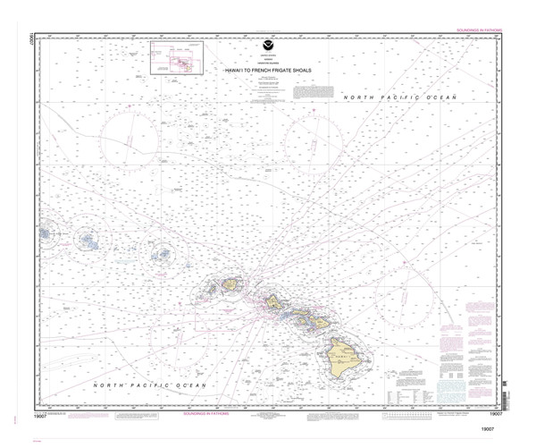 Hawaii to French Frigate Shoals 2004 Nautical Chart - Hawaiian Islands 4001 - 19007 Hawaii