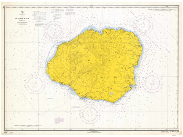 Island of Kauai 1969 Nautical Chart - Hawaiian Islands 4100 - 19381 Hawaii
