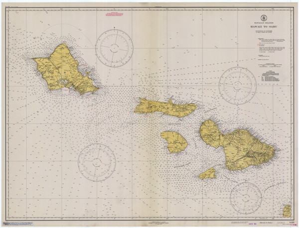 Hawaii to Oahu 1941 Nautical Chart - Hawaiian Islands 4116 - 19340 Hawaii