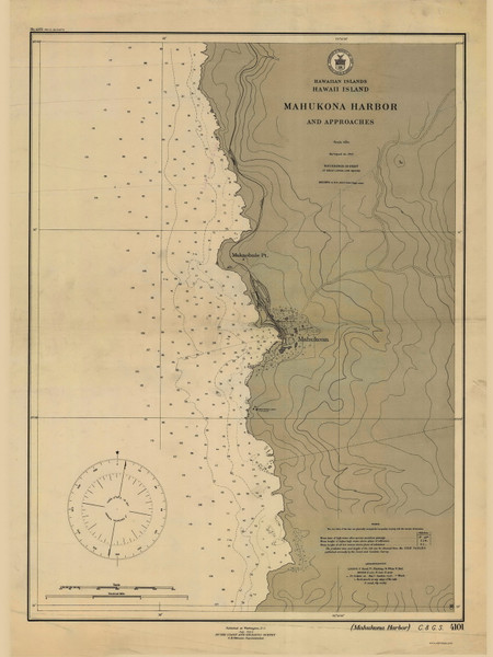 Mahukona Harbor and Approaches 1910 Hawaii Harbor Chart 4101 - 19329 1 Hawaii