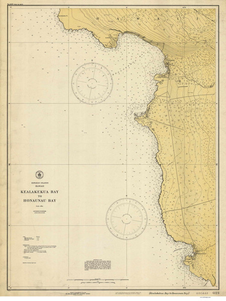 Kealakekua Bay to Honaunau Bay 1928 Hawaii Harbor Chart 4123 - 19332 1 Hawaii