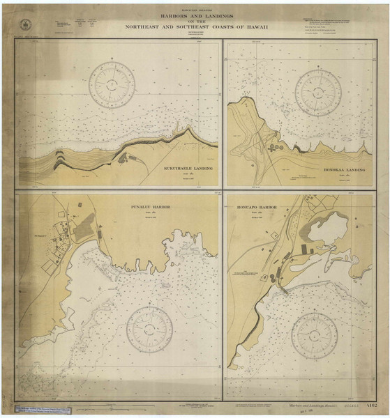 Northeast and Southeast Harbors of Hawaii 1931 Hawaii Harbor Chart 4162 - 19322 1 Hawaii