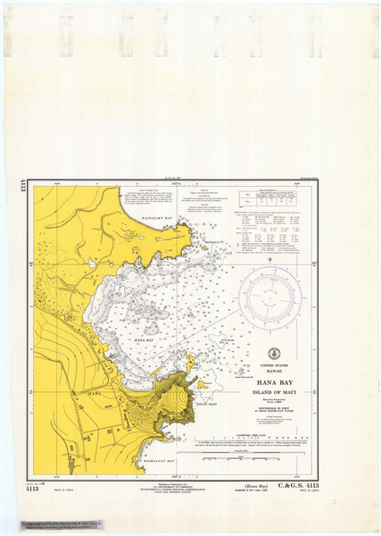 Hana Bay 1966 Hawaii Harbor Chart 4113 - 19341 3 Maui Hana Bay 1966 Hawaii Harbor Chart 4113 - 19341 3 Maui