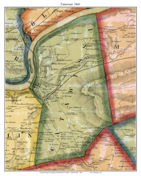 Catawissa Township, Pennsylvania 1860 Old Town Map Custom Print - Columbia Co.