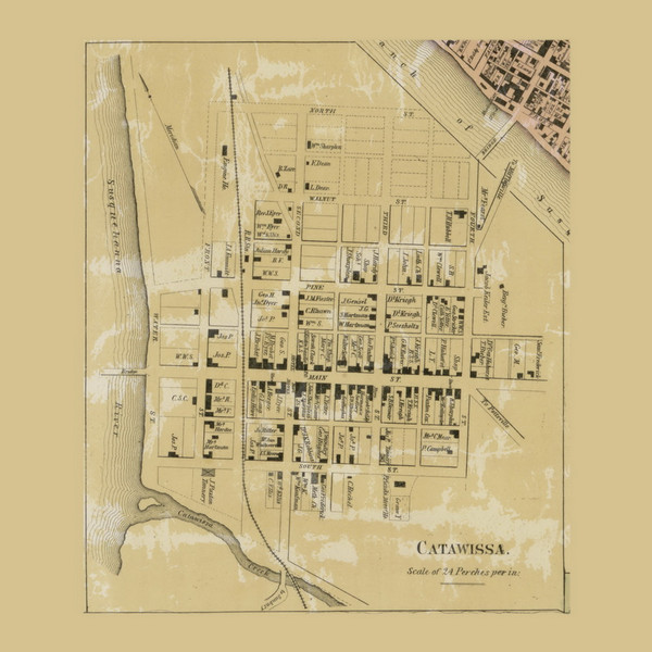Catawissa Village, Pennsylvania 1860 Old Town Map Custom Print - Columbia Co. Catawissa Village, Pennsylvania 1860 Old Town Map Custom Print - Columbia Co.