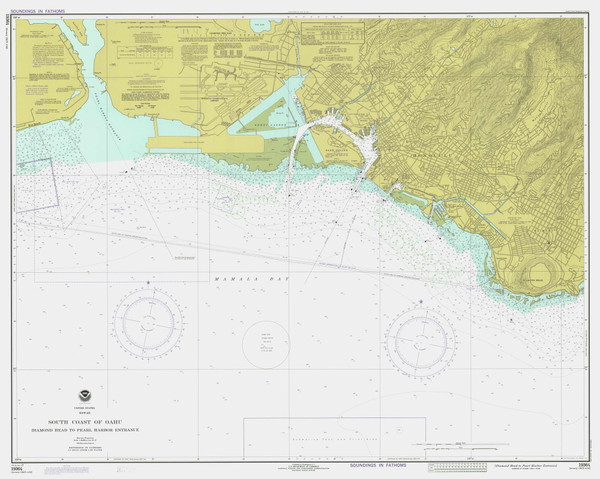 Diamond Head to Pearl Harbor 1977 Hawaii Harbor Chart 4135 - 19364 6 Oahu Diamond Head to Pearl Harbor 1977 Hawaii Harbor Chart 4135 - 19364 6 Oahu