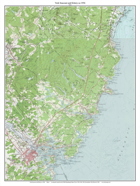 York Seacoast and Kittery 1956 - Custom USGS Old Topo Map - Maine York Seacoast and Kittery 1956 - Custom USGS Old Topo Map - Maine