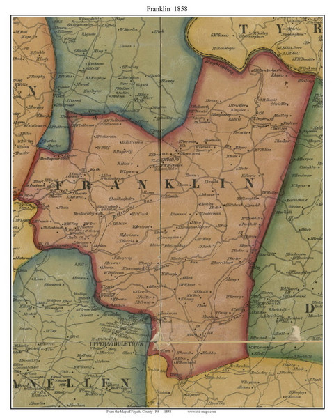 Franklin Township, Pennsylvania 1858 Old Town Map Custom Print - Fayette Co.