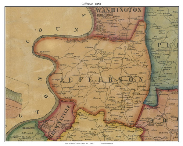 Jefferson Township, Pennsylvania 1858 Old Town Map Custom Print - Fayette Co.