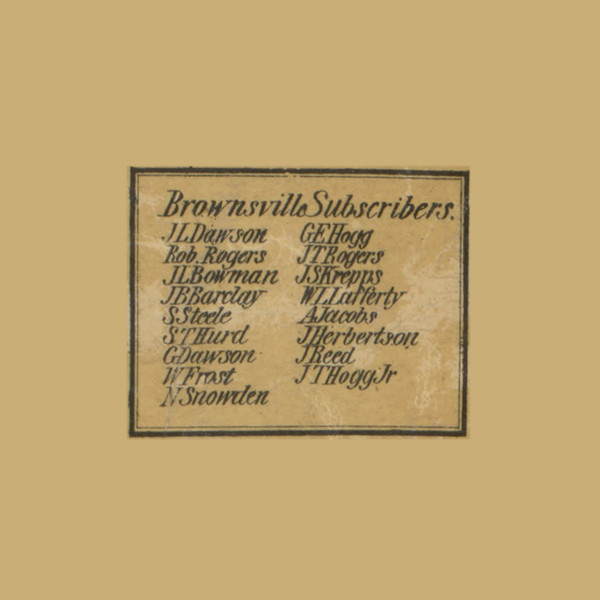 Brownsville Subscribers, Pennsylvania 1858 Old Town Map Custom Print - Fayette Co. Brownsville Subscribers, Pennsylvania 1858 Old Town Map Custom Print - Fayette Co.