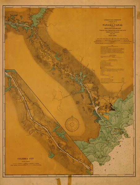 Panama Canal from Mile 29 to Panama Bay 1915 (Copy 1) Panama Canal Nautical Chart Reprint PC2