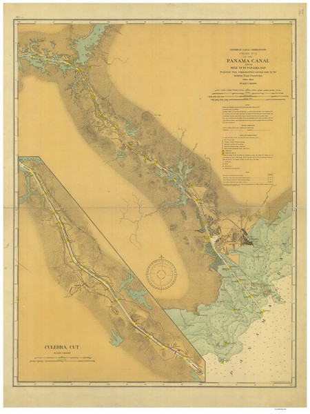 Panama Canal from Mile 29 to Panama Bay 1915 (Copy 3) Panama Canal Nautical Chart Reprint PC2