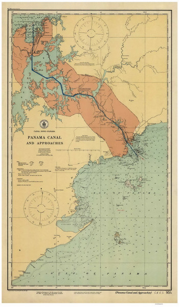 Panama Canal and Approaches 1923 Panama Canal Nautical Chart Reprint 954 Panama Canal and Approaches 1923 Panama Canal Nautical Chart Reprint 954
