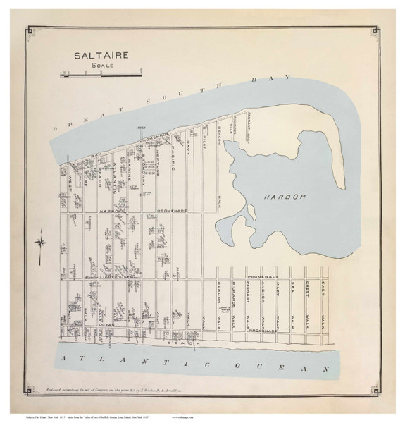 Saltaire (Islip) New York 1915 Old Map - Suffolk Co. Atlas Custom Print