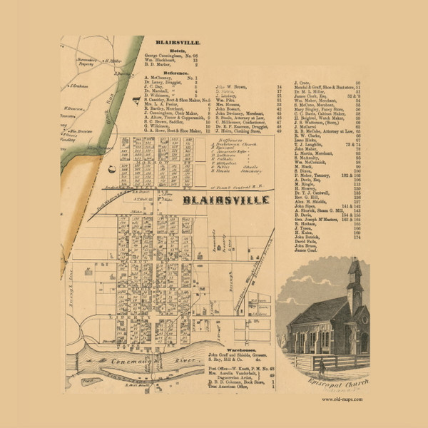 Blairsville, Burrell Township, Pennsylvania 1856 Old Town Map Custom Print - Indiana Co.