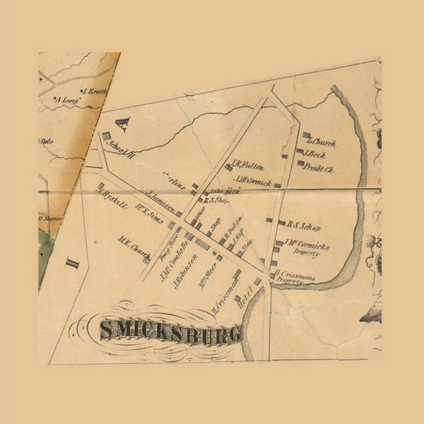 Smicksburg Village, West Mahoning Township, Pennsylvania 1856 Old Town Map Custom Print - Indiana Co.