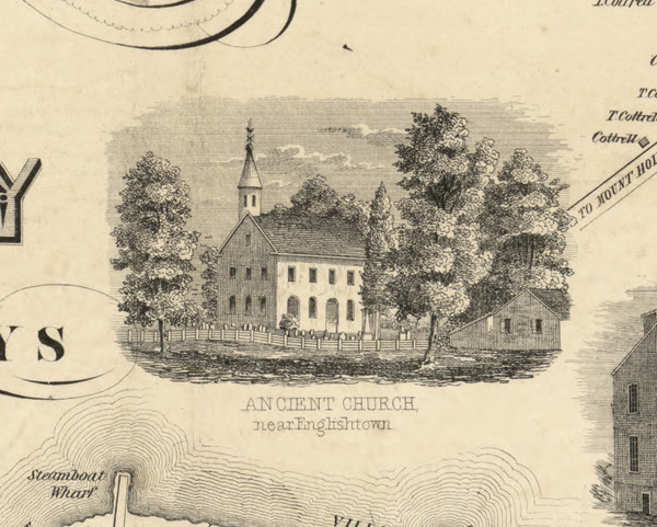 Ancient Church near Englishtown, New Jersey 1851 Old Town Map Custom Print - Monmouth Co.