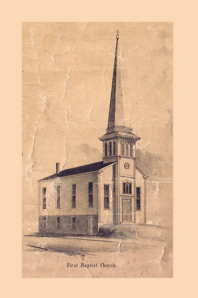 First Baptist Church - Greenfield Massachusetts 1855 Old Map Custom Print - Excerpt from Greenfield Town Map