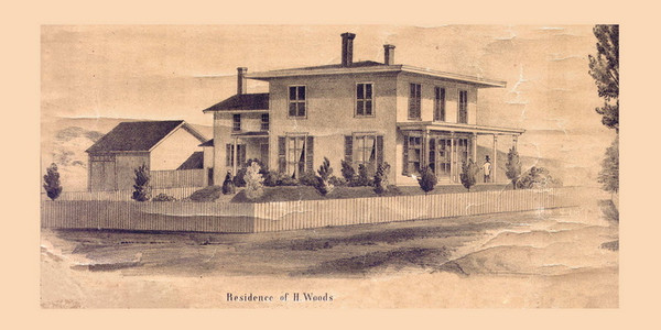 Residence of H. Woods - Greenfield Massachusetts 1855 Old Map Custom Print - Excerpt from Greenfield Town Map