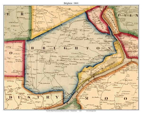 Brighton Township, Pennsylvania 1860 Old Town Map Custom Print - Beaver Co. - Lawrence & Beaver Cos. Brighton Township, Pennsylvania 1860 Old Town Map Custom Print - Beaver Co. - Lawrence & Beaver Cos.