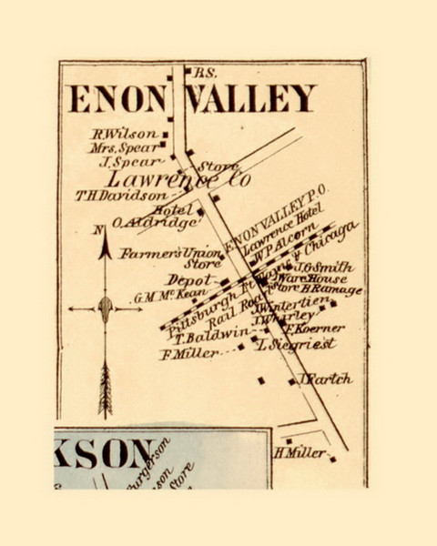 Enon Valley, Little Beaver Township, Pennsylvania 1860 Old Town Map Custom Print - Lawrence Co.