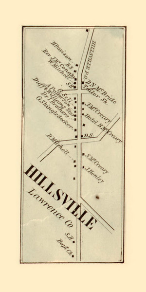 Hillsville, Mahoning Township, Pennsylvania 1860 Old Town Map Custom Print - Lawrence Co. Hillsville, Mahoning Township, Pennsylvania 1860 Old Town Map Custom Print - Lawrence Co.