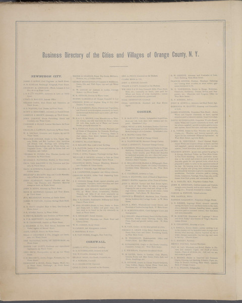 Business Directory - Newburgh, Cornwall, Goshen 27x 37, New York 1875 - Old Town Map Reprint - Orange Co. Atlas