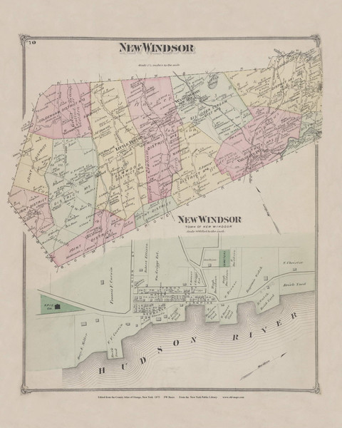 New Windsor 70, New York 1875 - Old Town Map Reprint - Orange Co. Atlas New Windsor 70, New York 1875 - Old Town Map Reprint - Orange Co. Atlas
