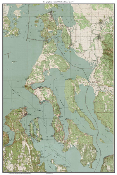Whidbey Island (Custom Color) 1944 - Custom USGS Old Topo Map - Washington State 15x15