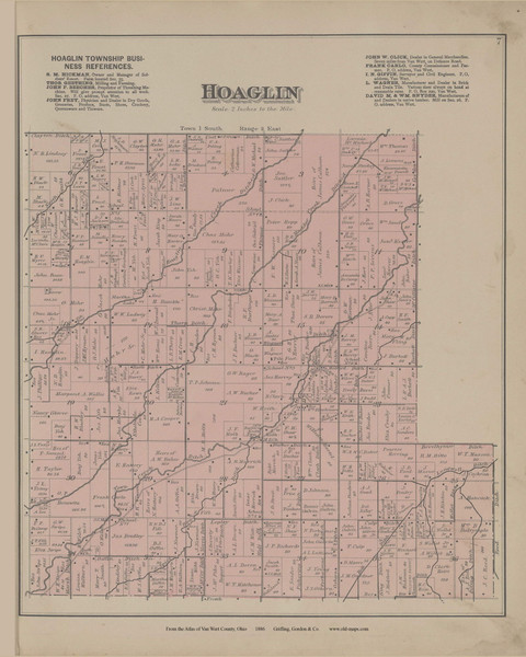 Hoaglin Ohio 1886 Old Town Map Custom Reprint - Van Wert Co. Atlas 6 Hoaglin Ohio 1886 Old Town Map Custom Reprint - Van Wert Co. Atlas 6