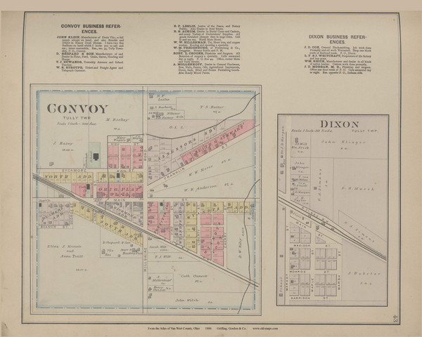 Convoy Dixon Ohio 1886 Old Town Map Custom Reprint - Van Wert Co. Atlas 20
