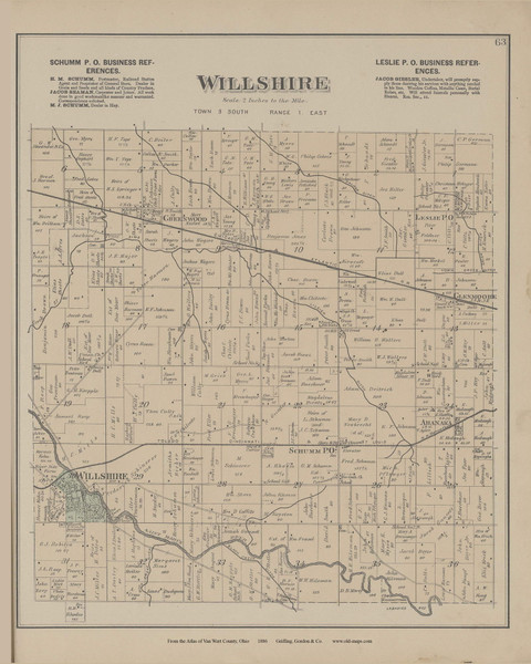 Willshire Ohio 1886 Old Town Map Custom Reprint - Van Wert Co. Atlas 28