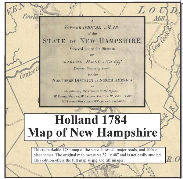 Holland Map of New Hampshire, 1784, CDROM Old Map