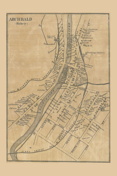 Archbald, Blakely Township, Pennsylvania 1864 Old Town Map Custom Print - Luzerne Co. Archbald, Blakely Township, Pennsylvania 1864 Old Town Map Custom Print - Luzerne Co.