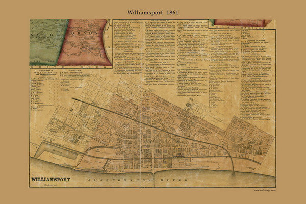 Williamsport Village, Pennsylvania 1861 Old Town Map Custom Print - Lycoming Co. Williamsport Village, Pennsylvania 1861 Old Town Map Custom Print - Lycoming Co.