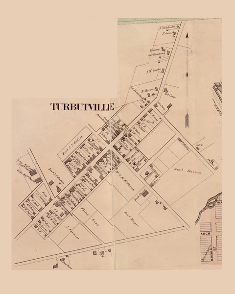 Turbutville, Lewis Township, Pennsylvania 1858 Old Town Map Custom Print - Northumberland Co.