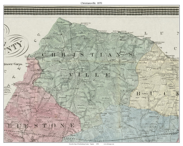 Christianville - Mecklenburg County, Virginia 1870 Old Town Map Custom Print - Mecklenburg Co.