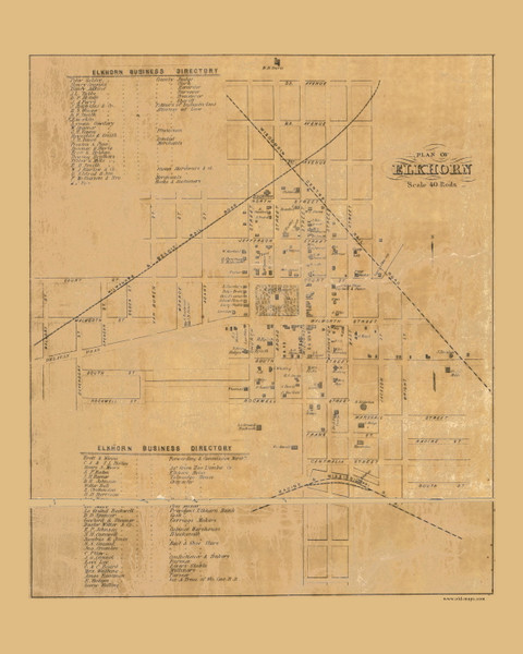 Elkhorn Village, Wisconsin 1857 Old Town Map Custom Print - Walworth Co.