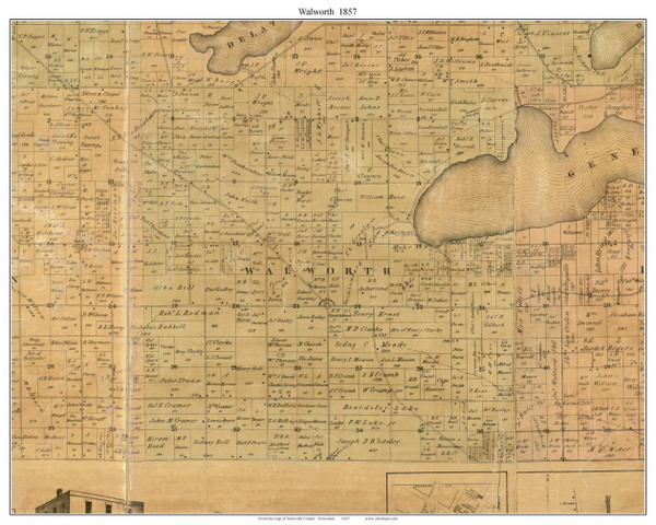 Walworth, Wisconsin 1857 Old Town Map Custom Print - Walworth Co.