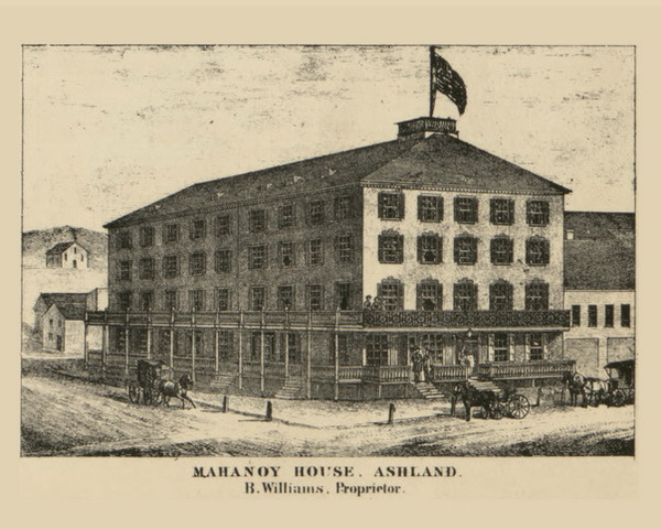 Mahanonoy House, Ashland Village, Pennsylvania 1864 Old Town Map Custom Print - Schuylkill Co.