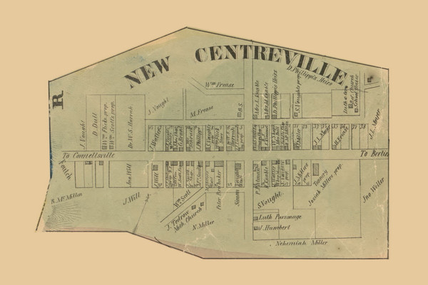 New Centerville, Milford Township, Pennsylvania 1860 Old Town Map Custom Print - Somerset Co.