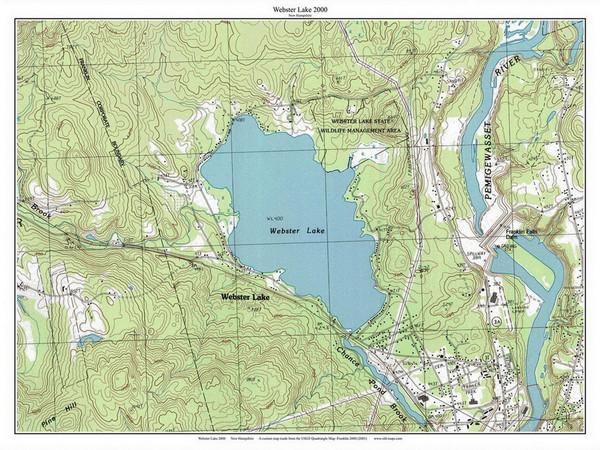 Webster Lake 2000 - Custom USGS Old Topo Map - New Hampshire - Frank-Henn