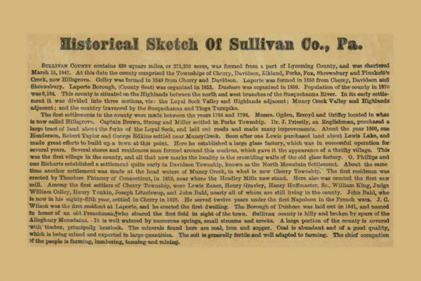 History of Sullivan County, Pennsylvania 1872 Old Town Map Custom Print - Sullivan Co.