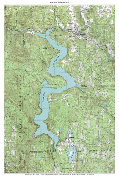 Harriman Reservoir 1987 1987 - Custom USGS Old Topo Map - Vermont
