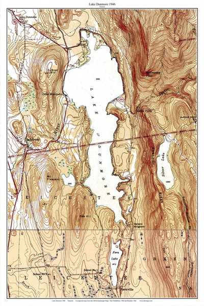 Lake Dunmore 1946 1946 - Custom USGS Old Topo Map - Vermont Lake Dunmore 1946 1946 - Custom USGS Old Topo Map - Vermont
