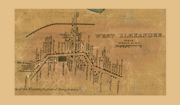 West Alexander, Donegal Township, Pennsylvania 1856 Old Town Map Custom Print - Washington Co.